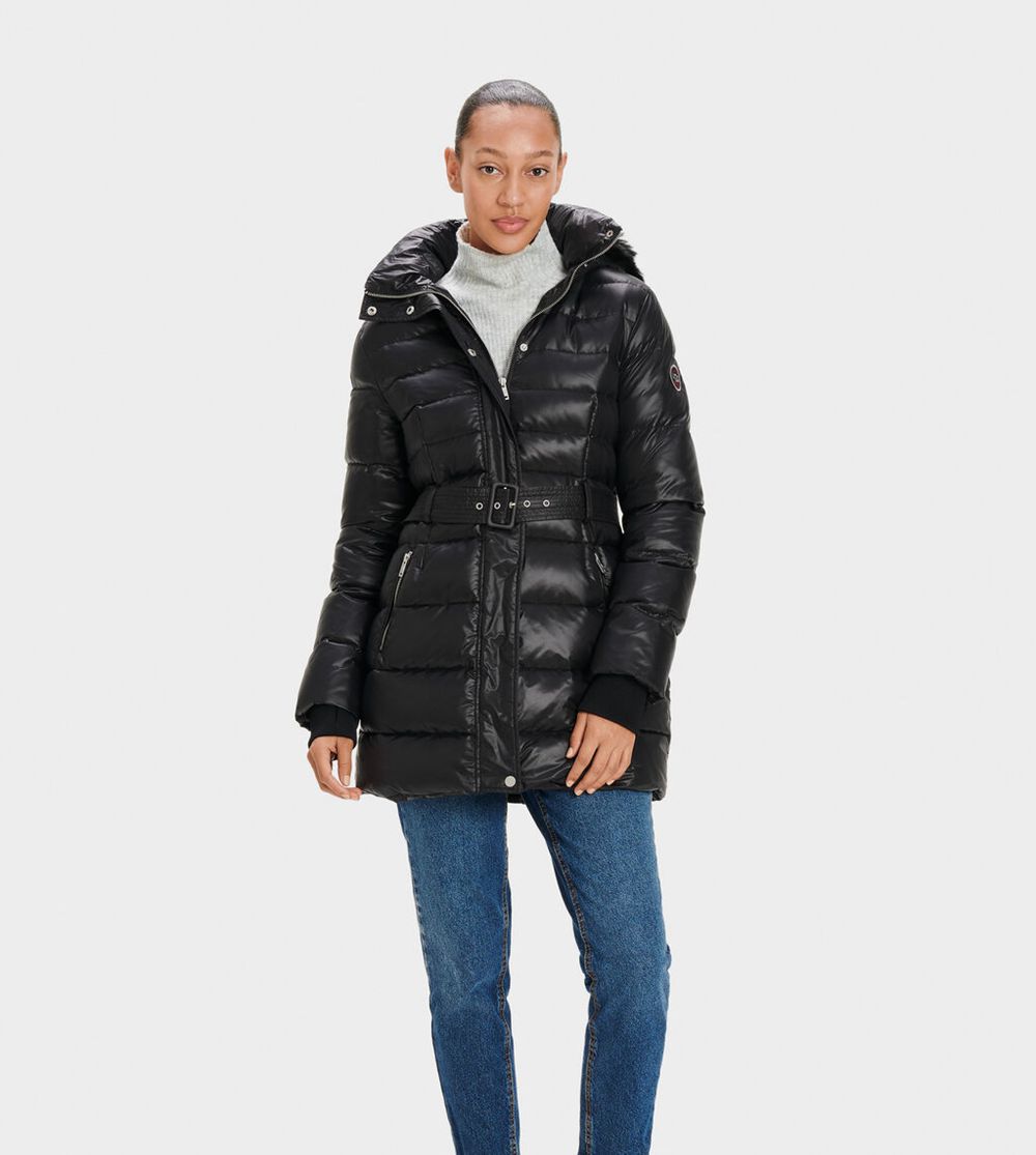 Ugg Coats Canada - Ugg Women's Valerie Belted Down Ii Black